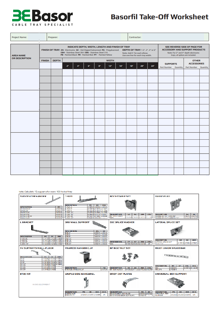 Imagen BASORFIL TAKE-OFF WORKSHEET